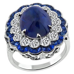 Vintage 5.71ct Sapphire 1.20ct Diamond Ring