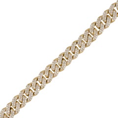 5.72 Carat Diamond Pave Cuban Link Bracelet 14 Karat in Stock