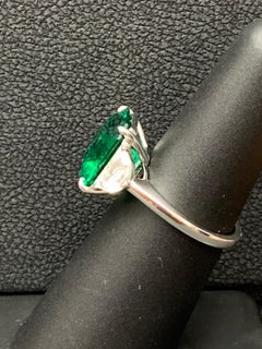 5.72 Carat Emerald and Diamond Three-Stone Engagement Ring in Platinum