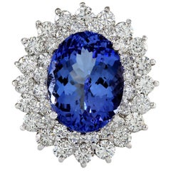 Natural Tanzanite Diamond Ring In 14 Karat White Gold