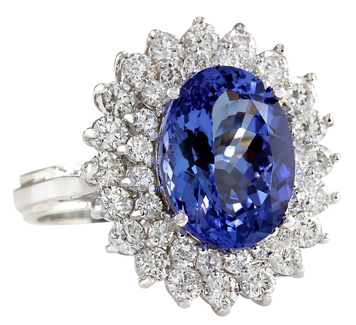 Stamped: 14K White Gold
Total Ring Weight: 6.5 Grams
Total Natural Tanzanite Weight is 4.12 Carat (Measures: 12.00x10.00 mm)
Color: Blue
Total Natural Diamond Weight is 1.60 Carat
Color: F-G, Clarity: VS2-SI1
Face Measures: 20.75x18.50 mm
Sku:
