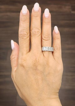 5.72 Carat Emerald-Cut Bezel-Set Diamond Eternity Ring, 17 Diamonds, Platinum