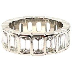 5.72 ct Emerald Cut Bezel Set Diamond Eternity Ring