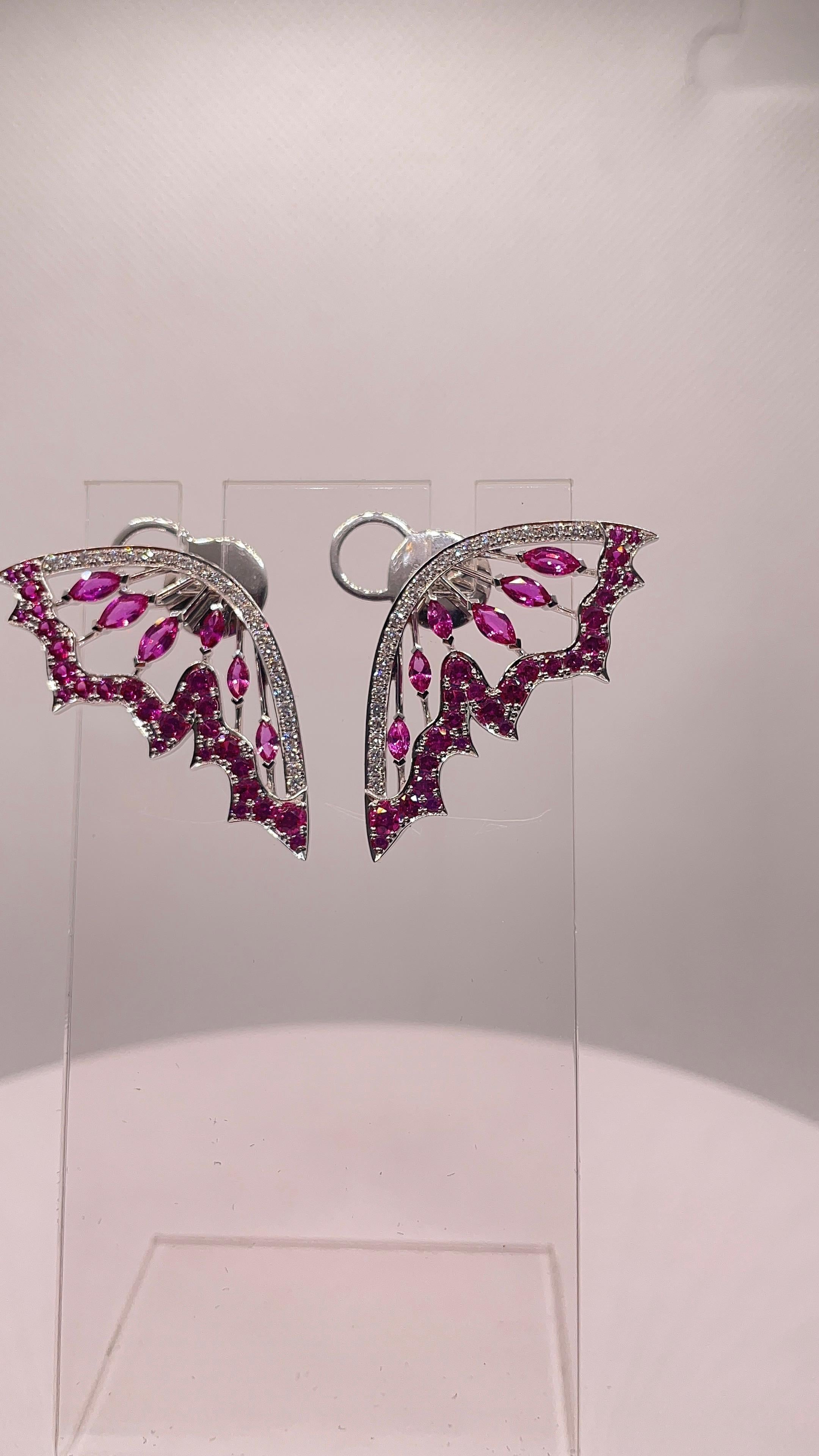 5,72 Karat Pink Saphir und Diamant Fledermaus-Ohrringe im Angebot 4