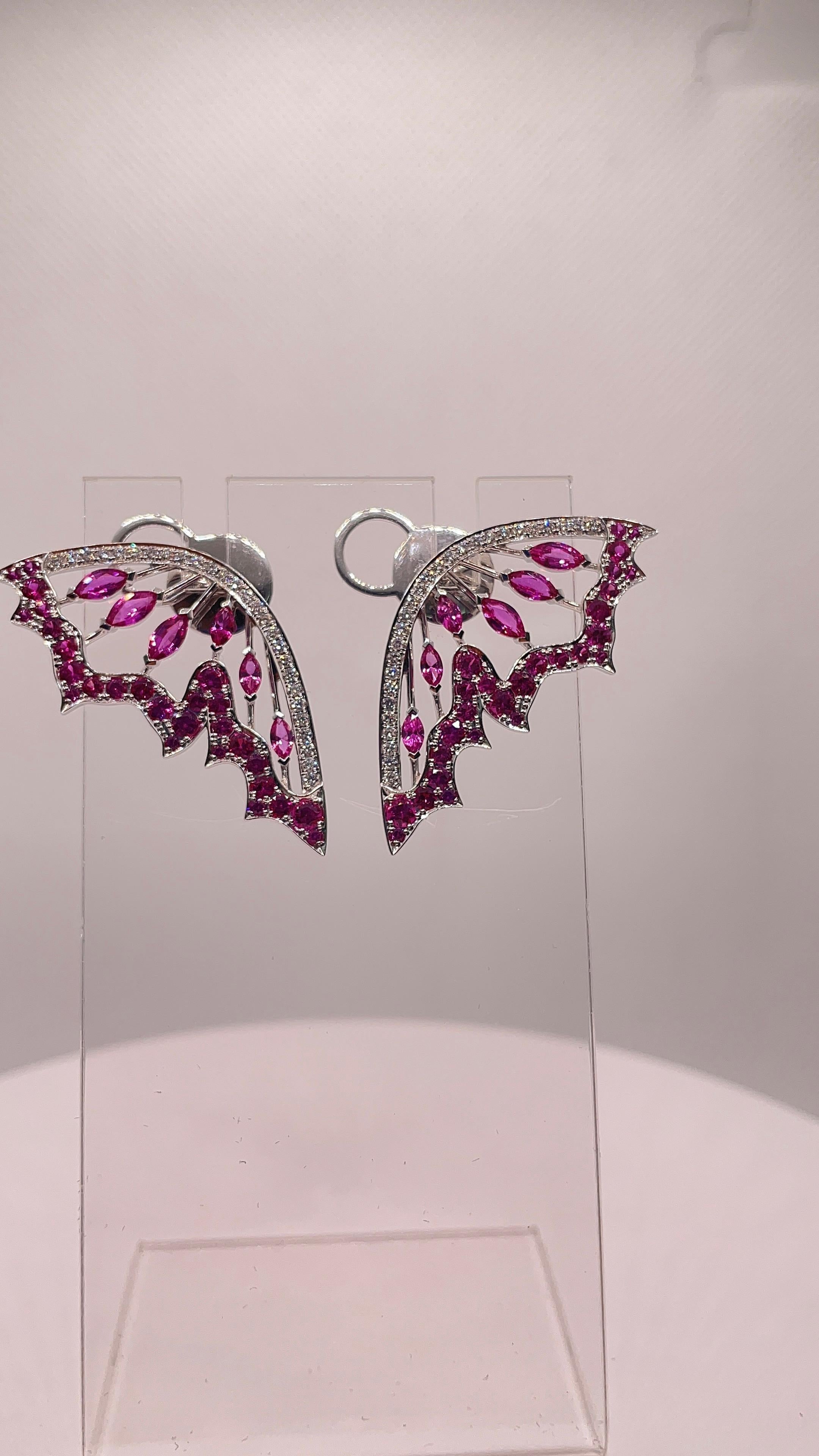 5,72 Karat Pink Saphir und Diamant Fledermaus-Ohrringe im Angebot 5