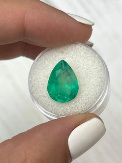5.73 Carat Apple Green Colombian Emerald - Pear-Cut May Birthstone