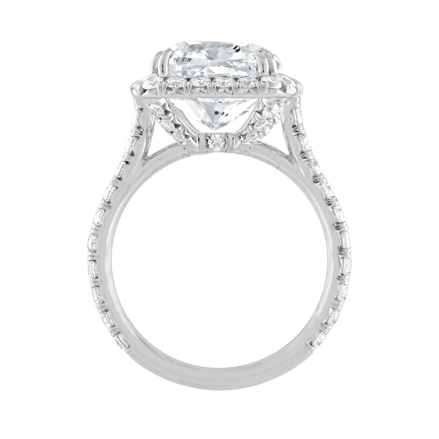 5.73 Cushion Diamond is GIA Certified to be G in Color and SI1 in Clarity. The Center is set in Halo Mounting. The Mounting is White Gold.
GIA Certificate number 5141999140
