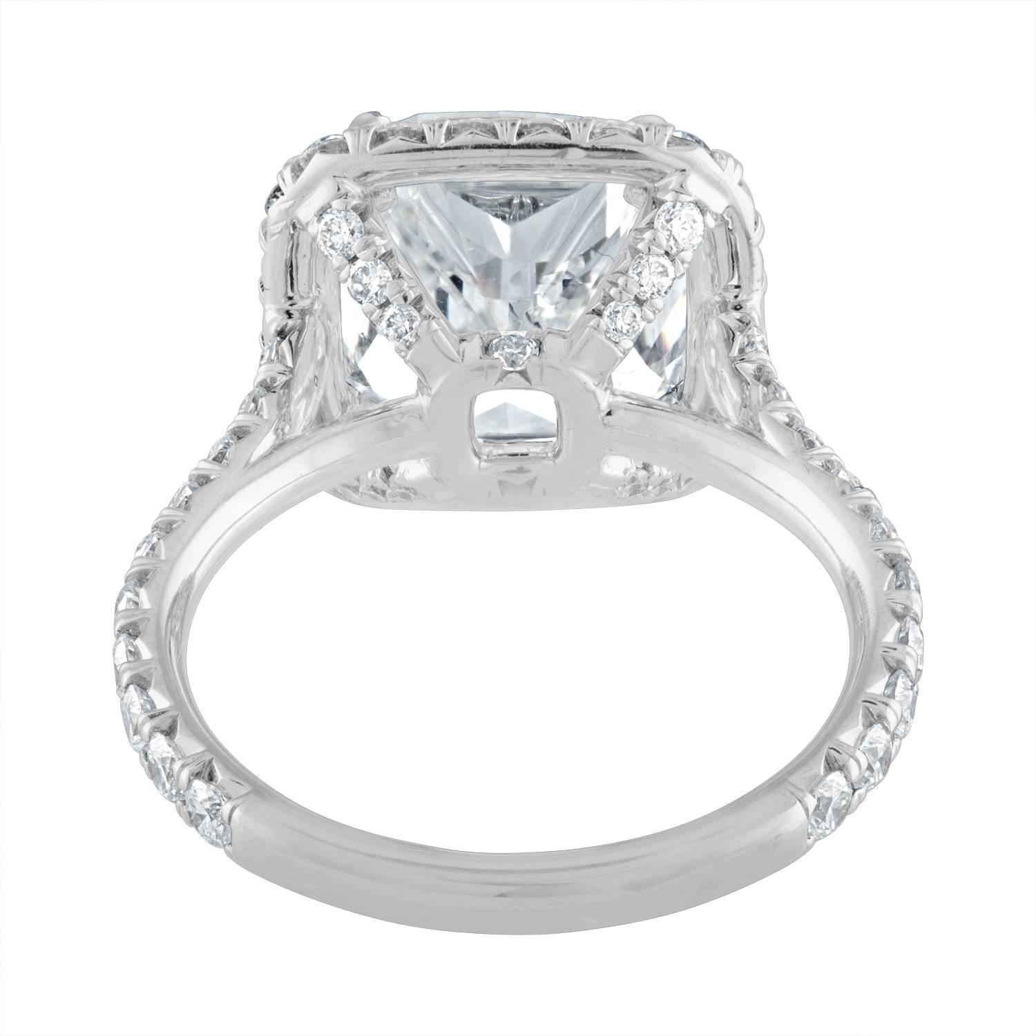5.73 Carat Cushion Cut GIA Certified Set in Halo Ring Mounting In New Condition In New York, NY