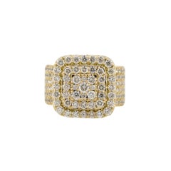 5.73 Carat Diamond Pave Vintage Castle Mens Wide Ring 14 Karat in Stock