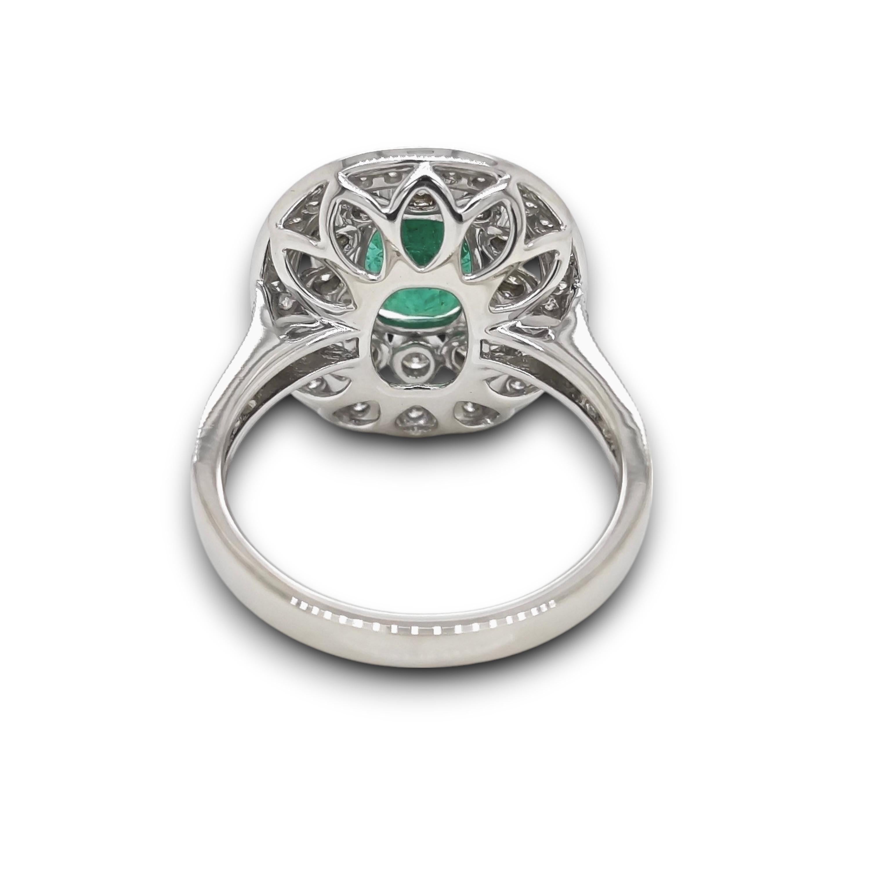 Emerald Cut 5.73 Carat Emerald and White Diamond White Gold Ring For Sale