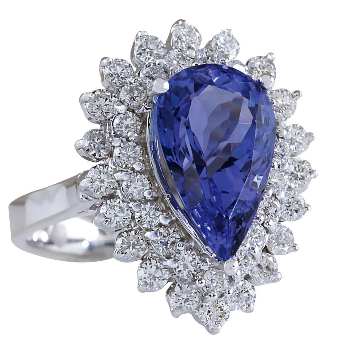 Discover unparalleled beauty with our stunning 5.73 Carat Natural Tanzanite Ring, crafted delicately in 14 Karat White Gold. This exquisite piece, weighing a total of 6.5 grams, showcases a magnificent Tanzanite gemstone weighing 4.58 carats,