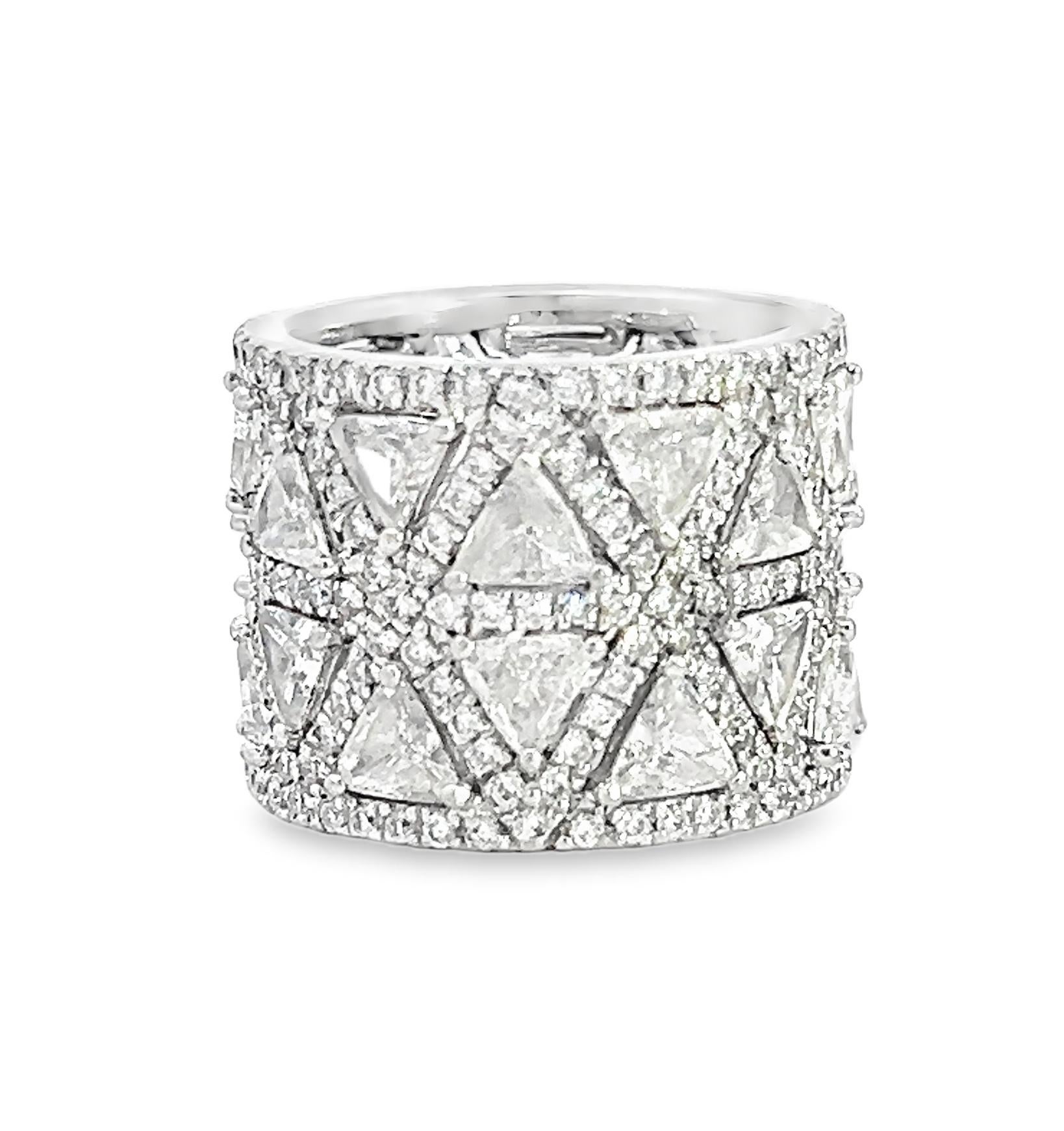 Contemporary 5.73 Carat Wide Diamond Encrusted Bridal Ring Band For Sale