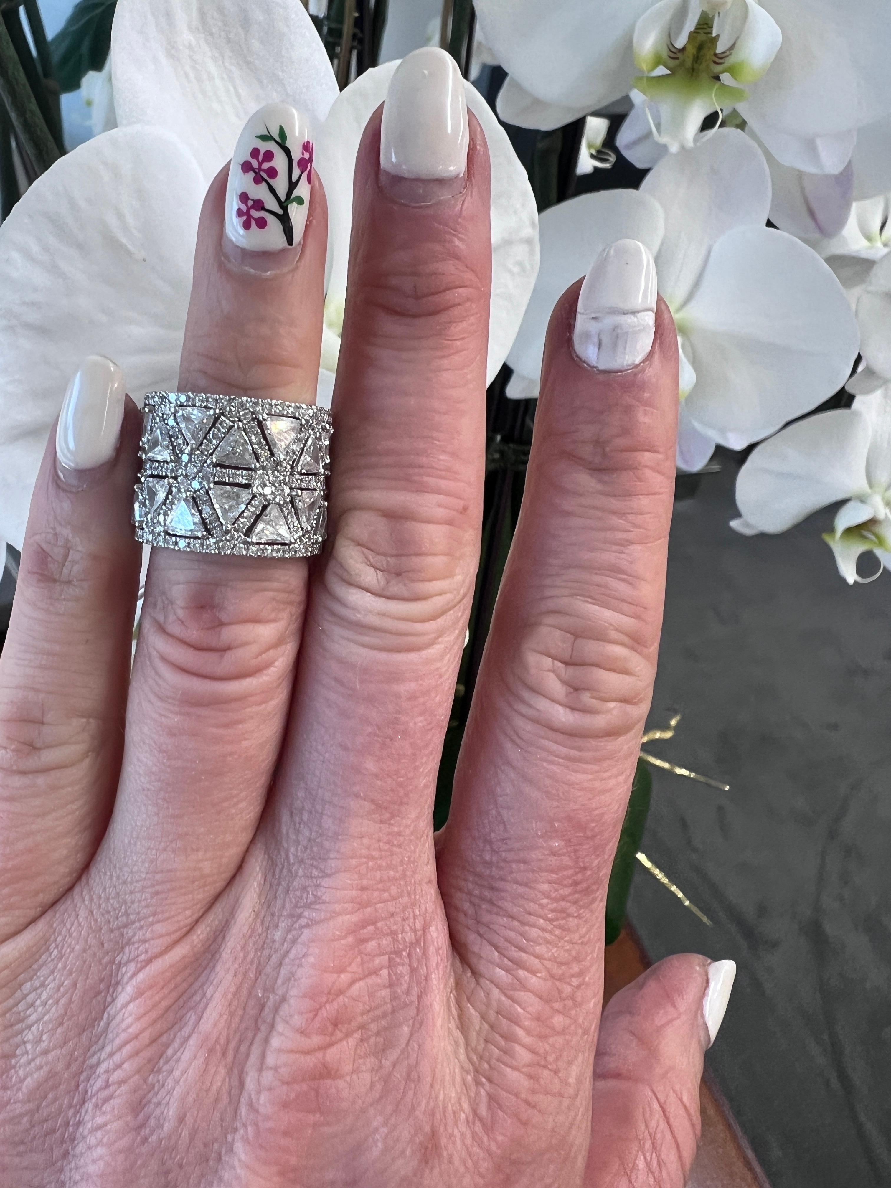 5.73 Carat Wide Diamond Encrusted Bridal Ring Band For Sale 1