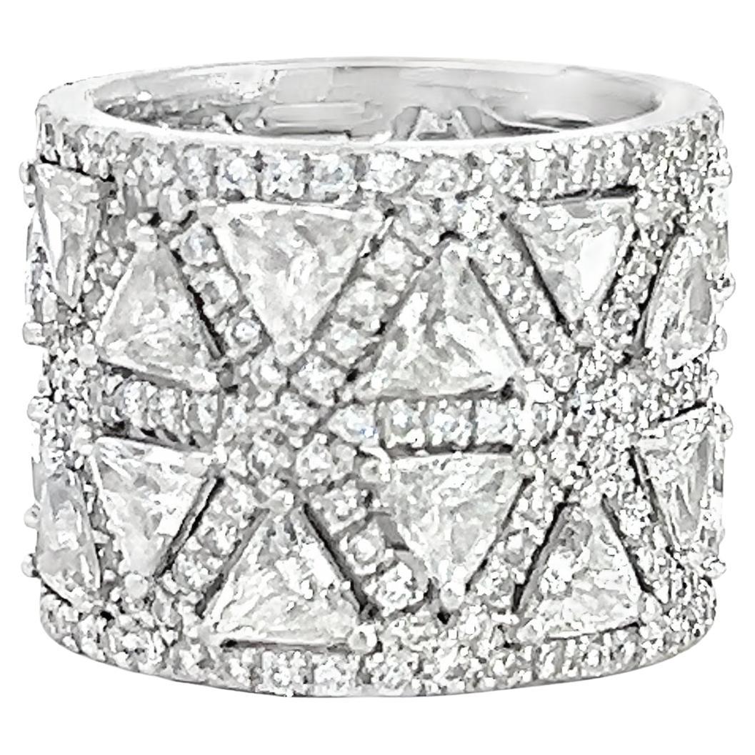 5.73 Carat Wide Diamond Encrusted Bridal Ring Band For Sale
