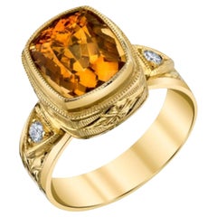 5.73 ct. Orange Zircon and Diamond Band Ring in 18k Yellow Gold