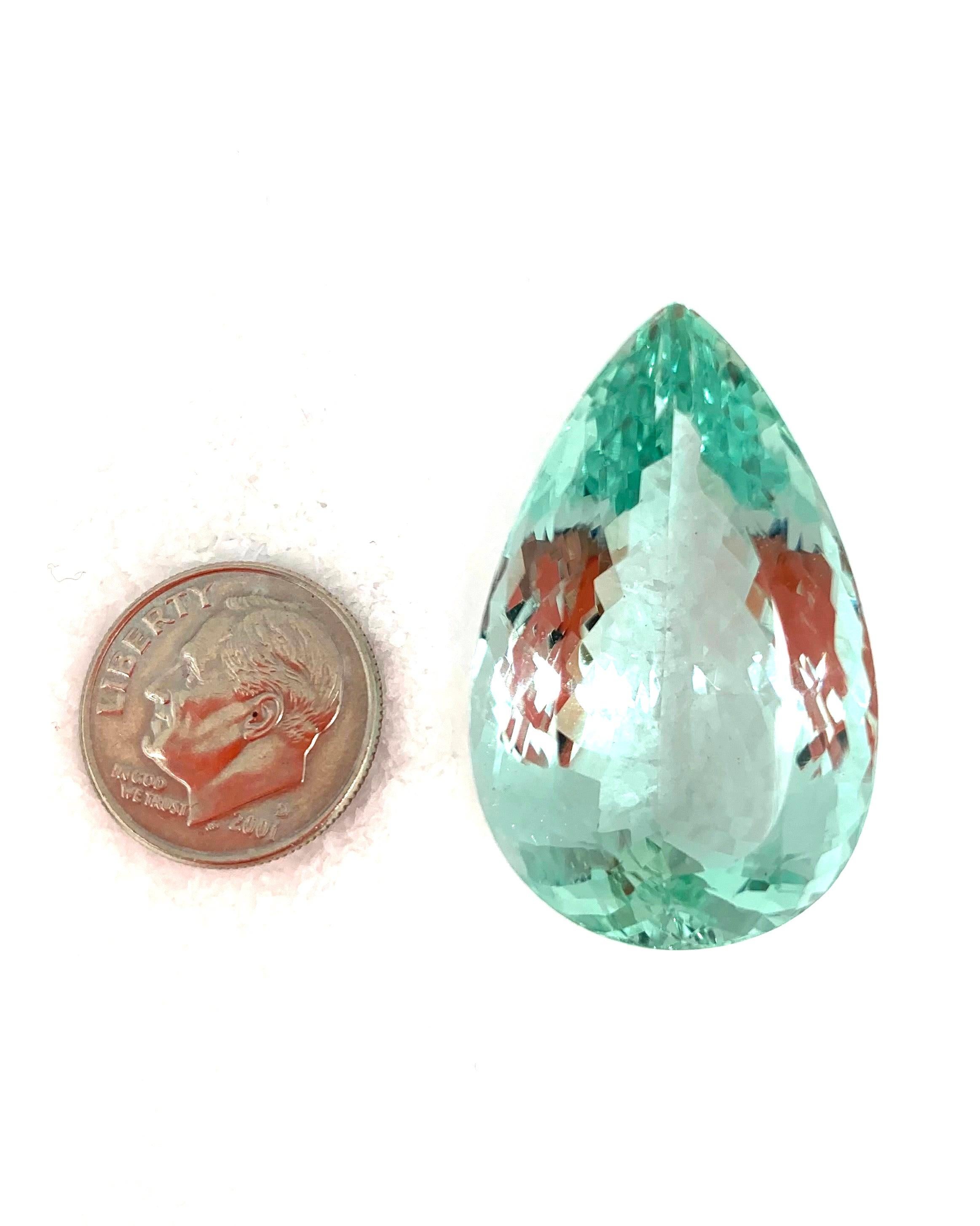 57.30 Carat Unheated Aquamarine Pear Shape, Pendant Collector Gemstone For Sale 1