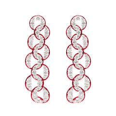 5.73 Carat Diamond Statement Earrings in 18K White Gold Sculptural Woven Drops
