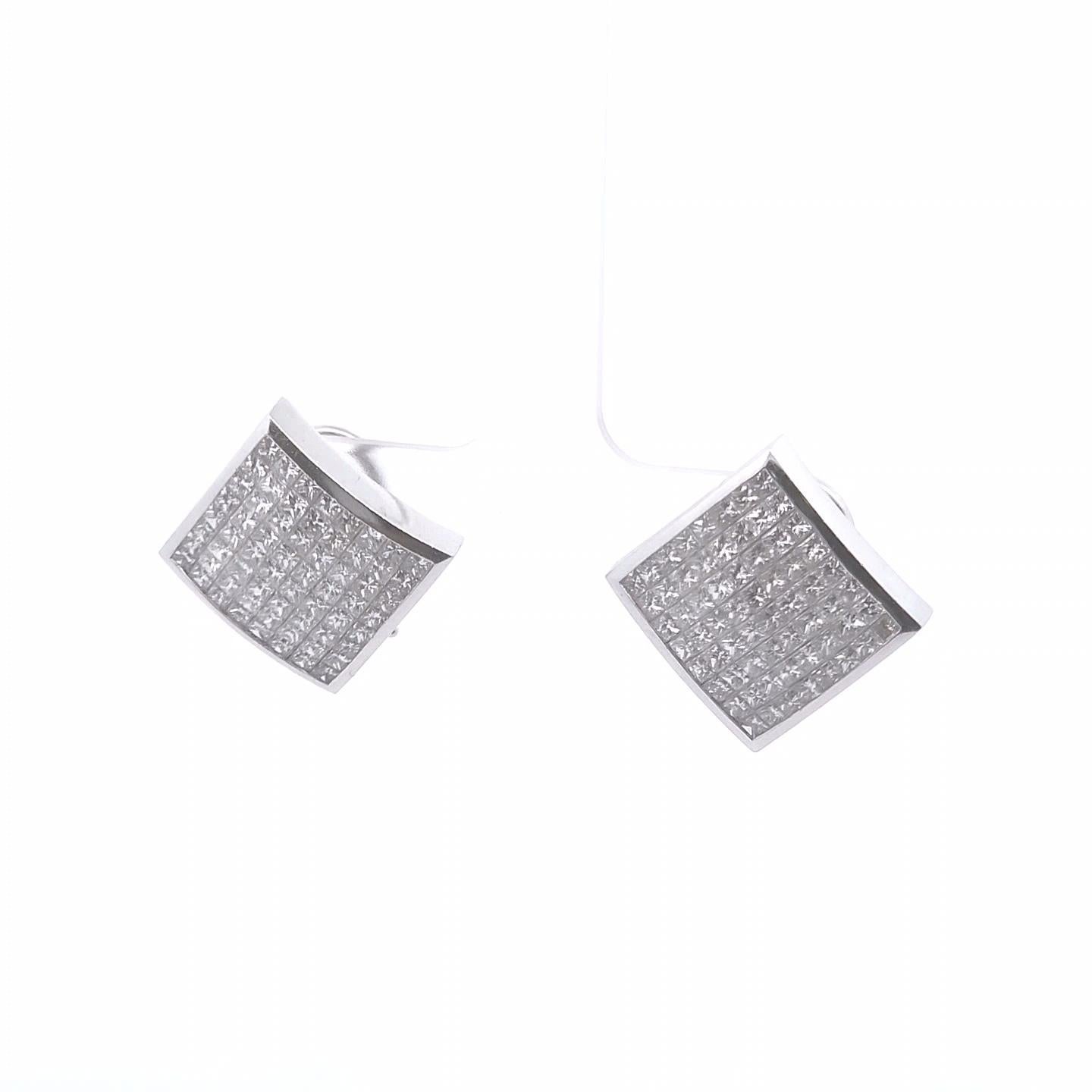 5.73ct Princess Cut Diamond Earrings set in 18k Gold In New Condition For Sale In Tustin, CA