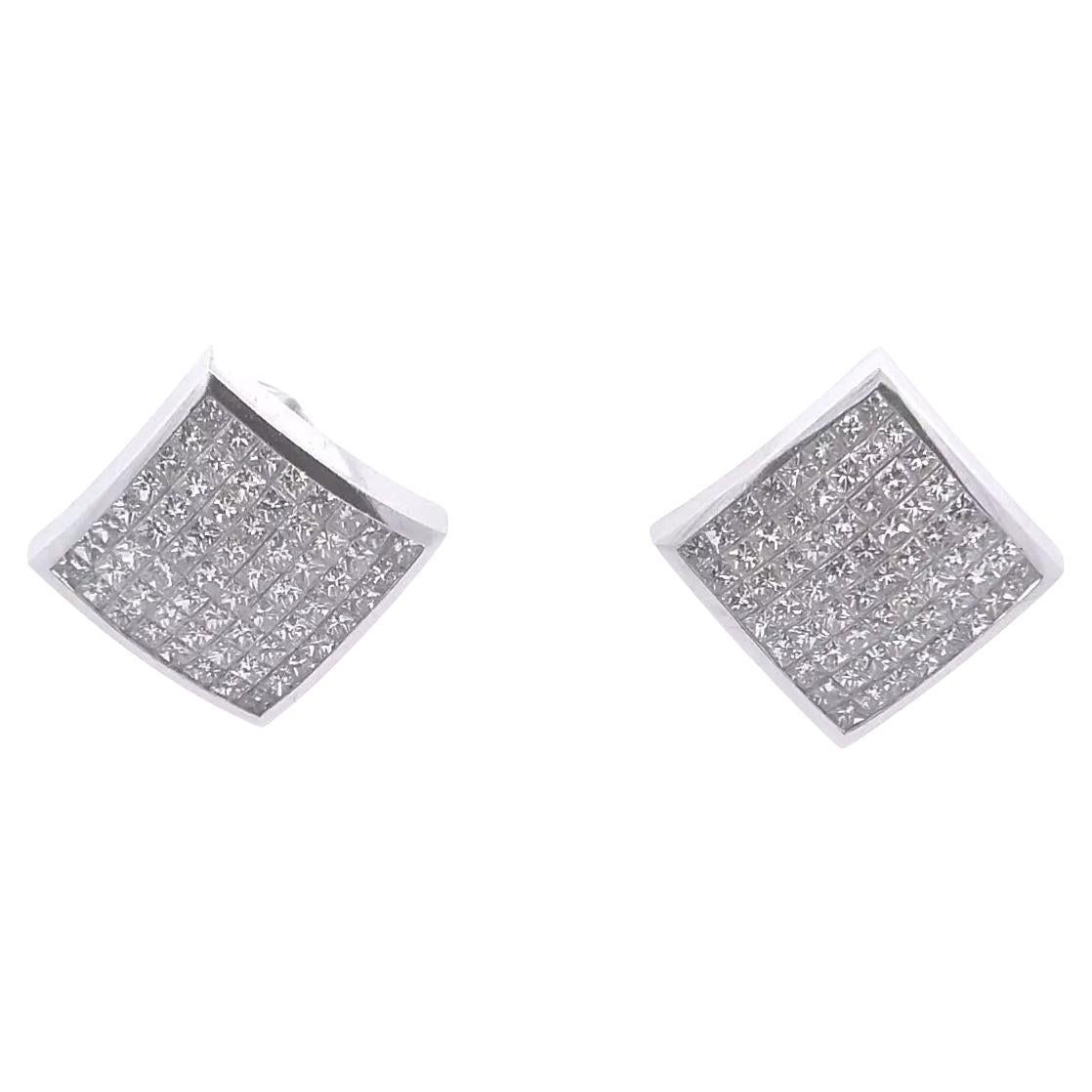 5.73ct Princess Cut Diamond Earrings set in 18k Gold