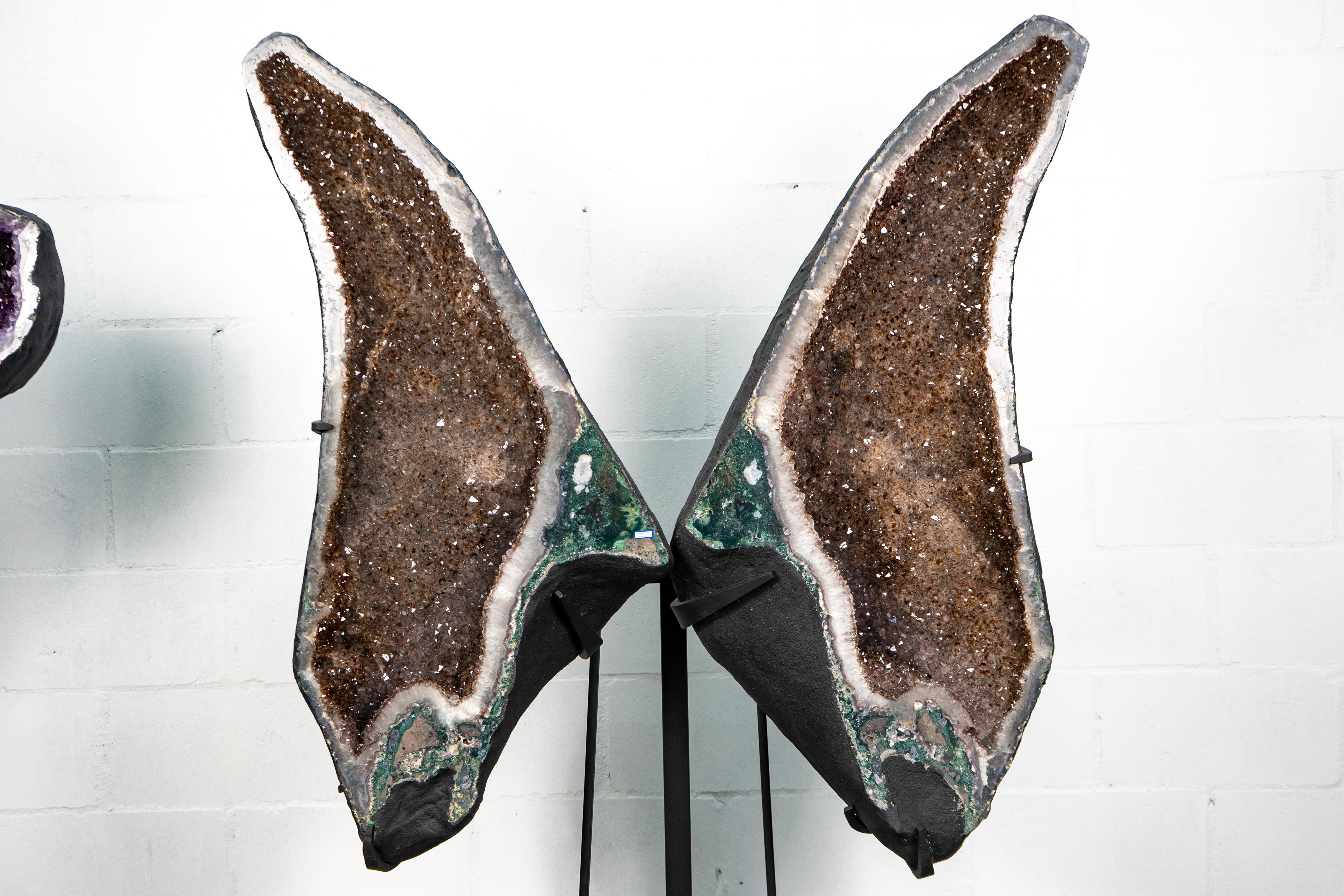 Contemporary 5.74 Ft Tall Amethyst Geode Wings For Sale