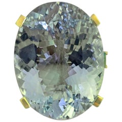 57,40 Karat Aquamarin Smaragd Vintage Gold Retro-Ring im Retro-Stil