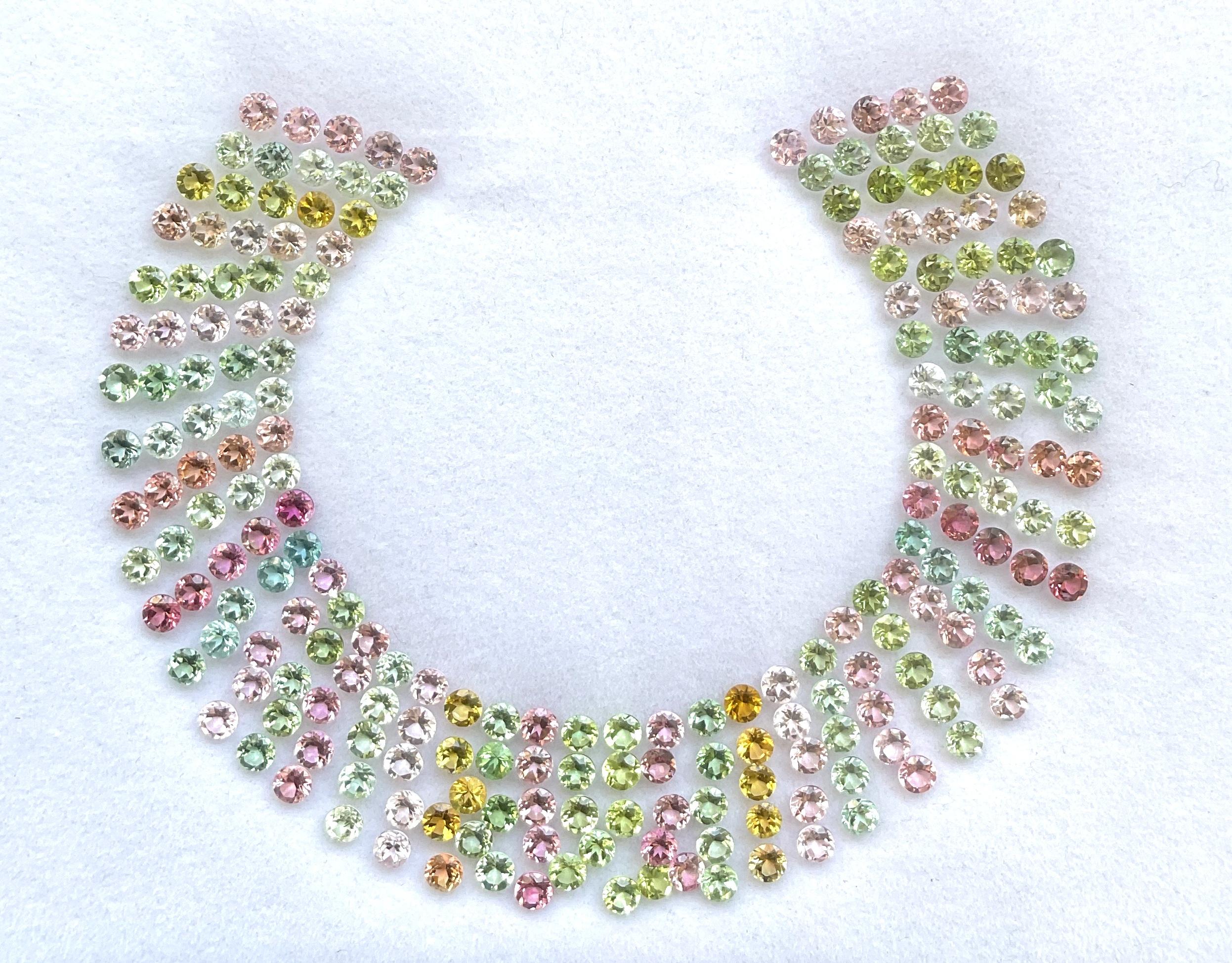 57.45 Carats Round Tourmaline Layout Suite Faceted Cut Stones Natural Gems In New Condition For Sale In Jaipur, RJ