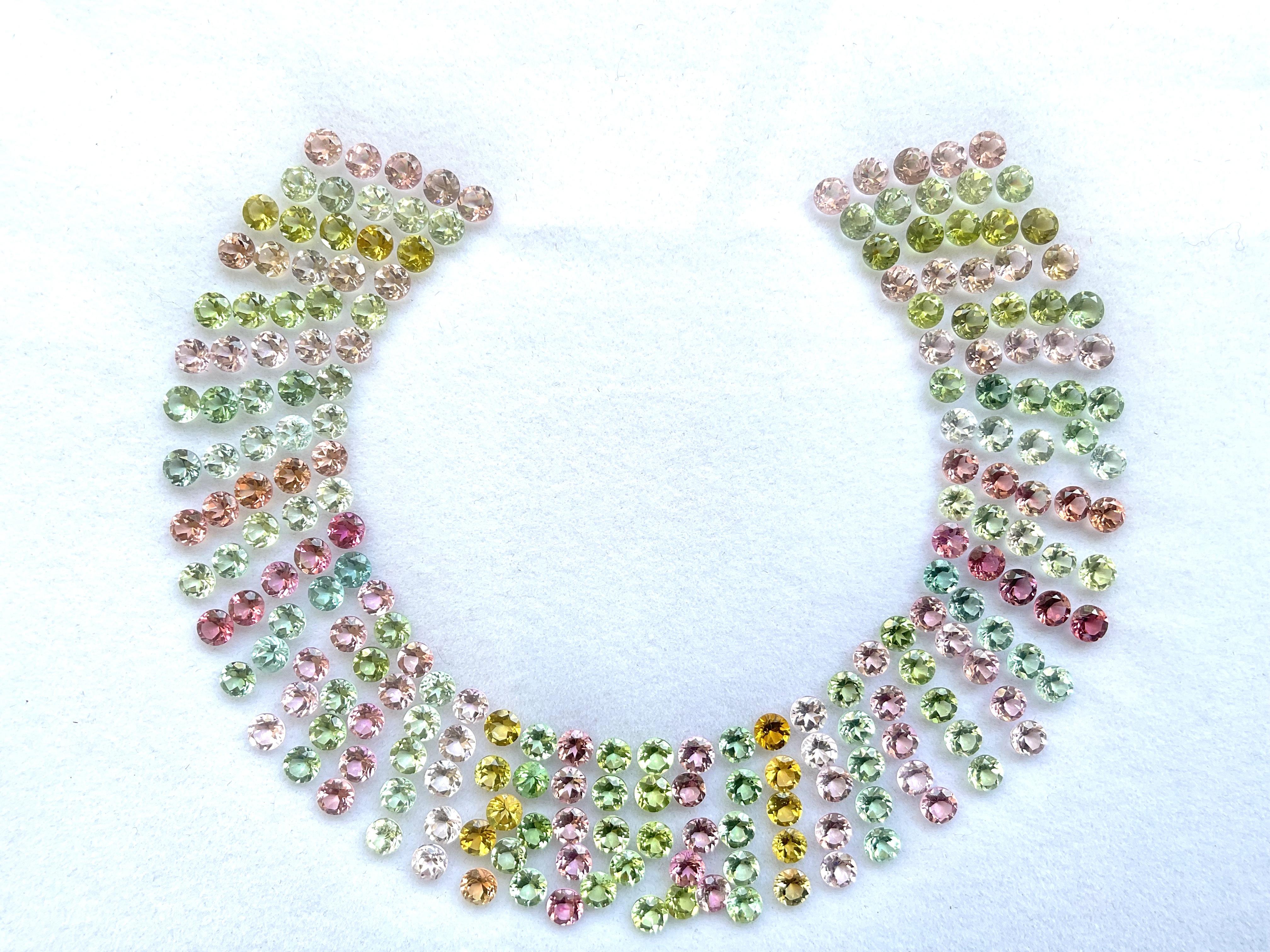 Women's or Men's 57.45 Carats Round Tourmaline Layout Suite Faceted Cut Stones Natural Gems For Sale