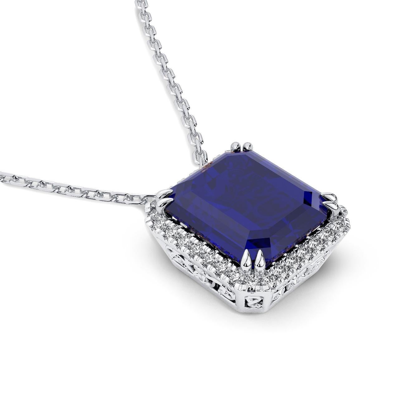 18K White Gold 14.5gm 
57.45ct Royal Blue Natural Tanzanite Radiant Cut VS Quality 
Diamonds 2.20ct D color flawless VVS Clarity
