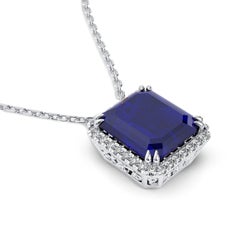 57.45ct Royal Blue Natural Tanzanite 18K White Gold Handmade Pendant or Brooch