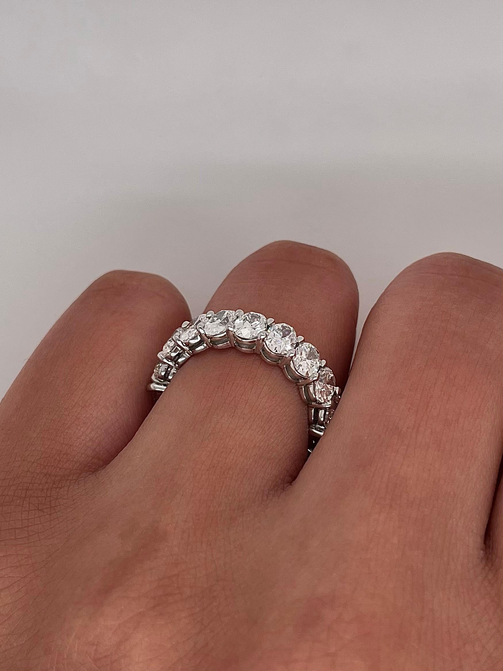 5.74 Total Carat Shared Prong Diamond Eternity Band in Platinum For Sale 6