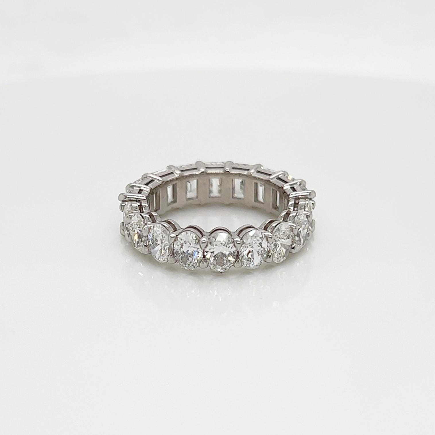 5.74 Total Carat Shared Prong Diamond Eternity Band in Platinum For Sale 1