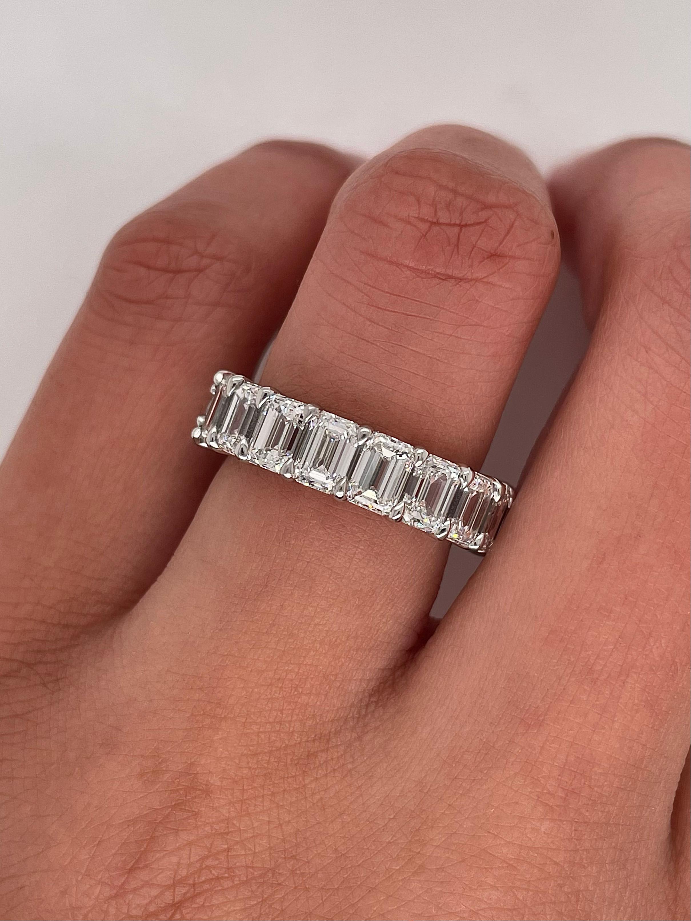 5.74 Total Carat Shared Prong Diamond Eternity Band in Platinum For Sale 2