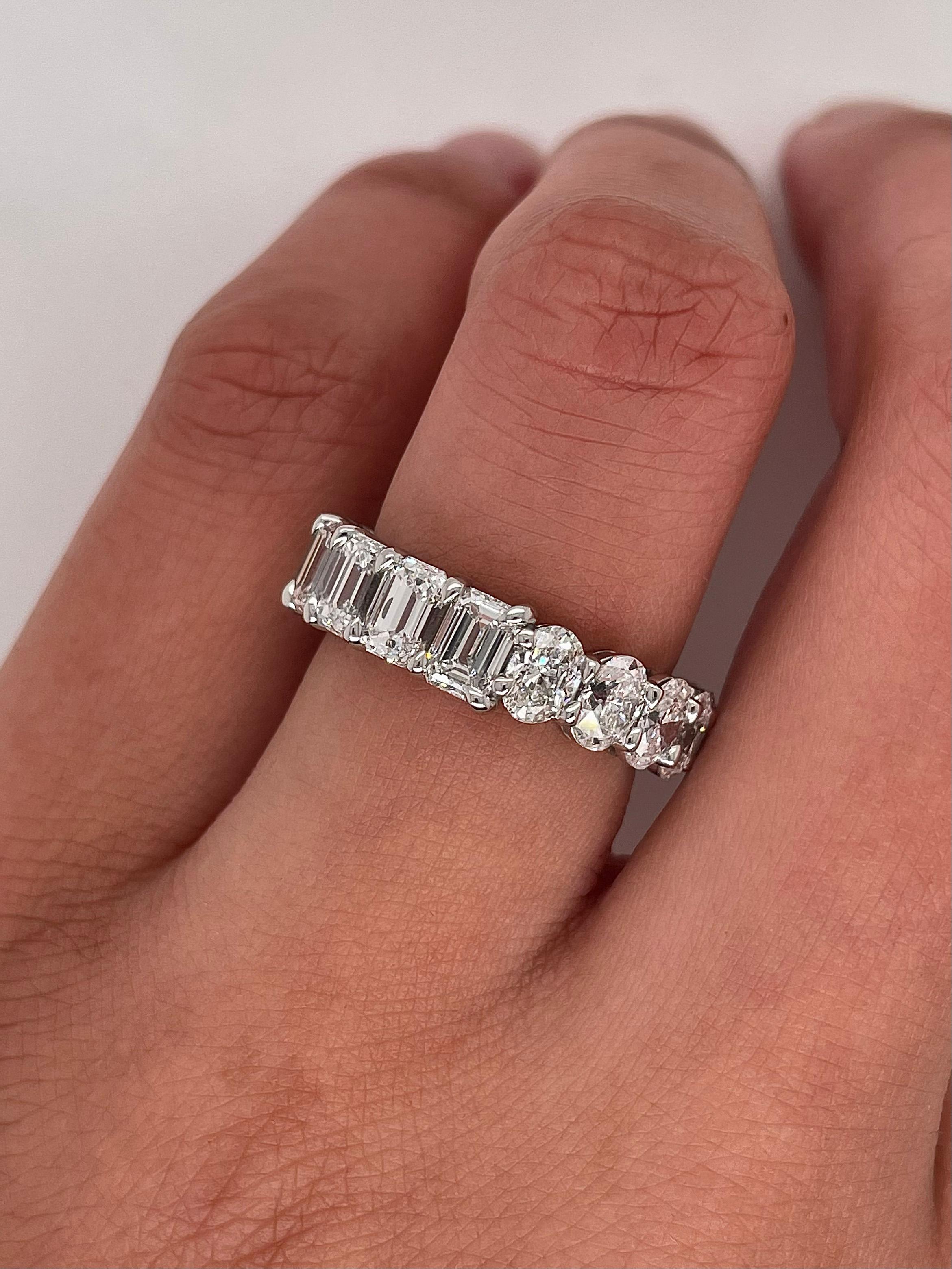 5.74 Total Carat Shared Prong Diamond Eternity Band in Platinum For Sale 3