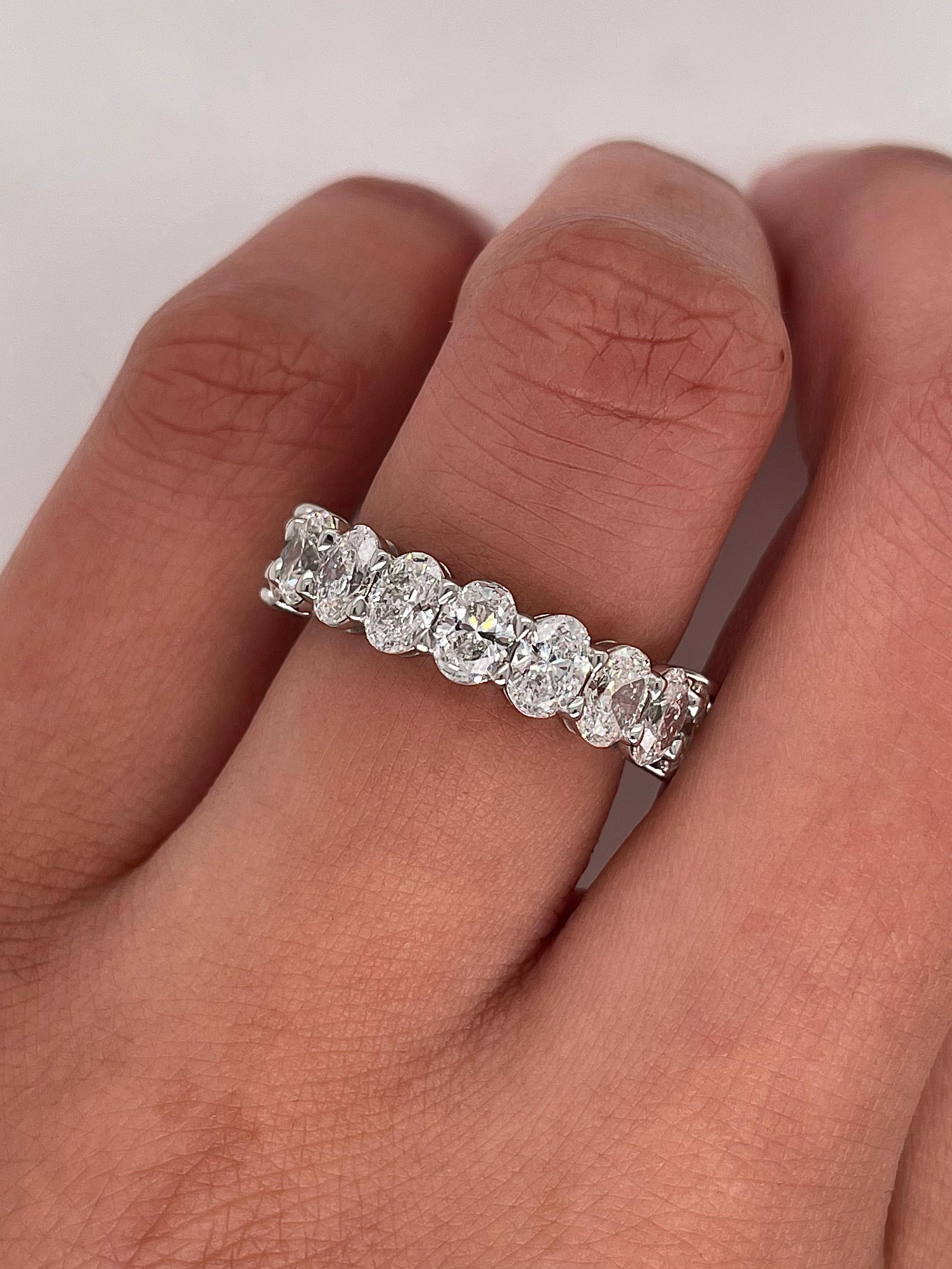 5.74 Total Carat Shared Prong Diamond Eternity Band in Platinum For Sale 4