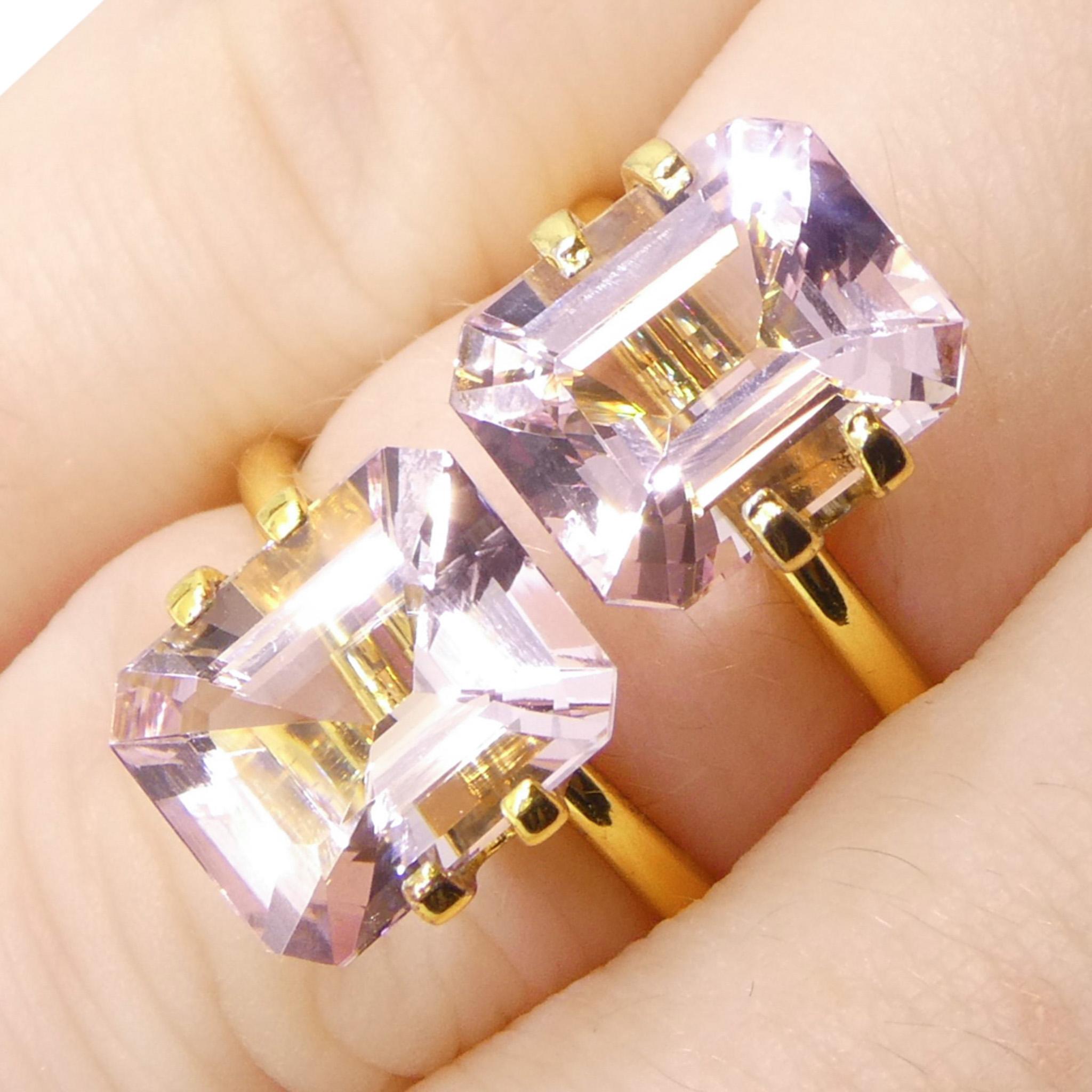 Paire (2) Morganite rose orangé octogonale/émeraude de 5,74 carats en vente 8