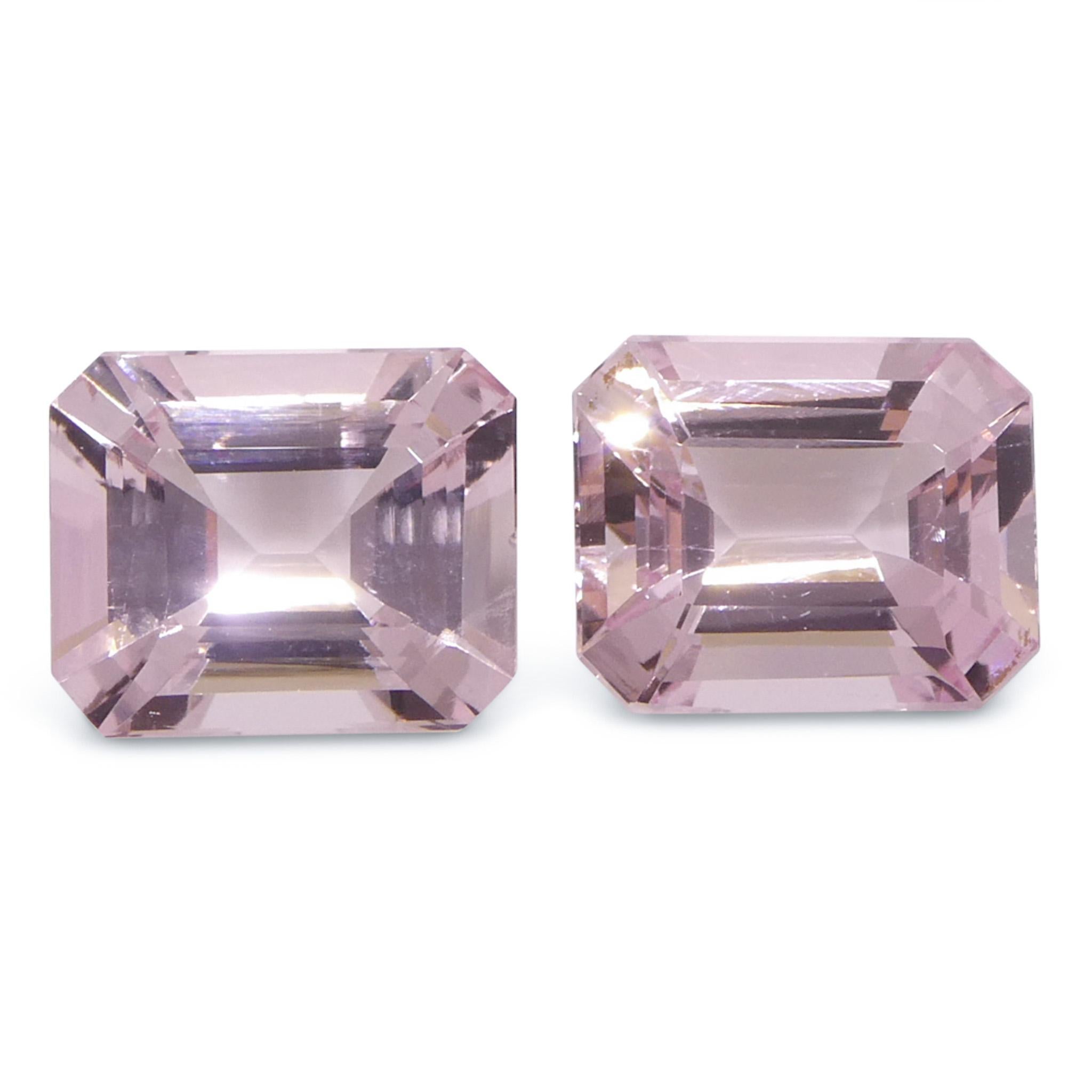 Paire (2) Morganite rose orangé octogonale/émeraude de 5,74 carats Neuf - En vente à Toronto, Ontario