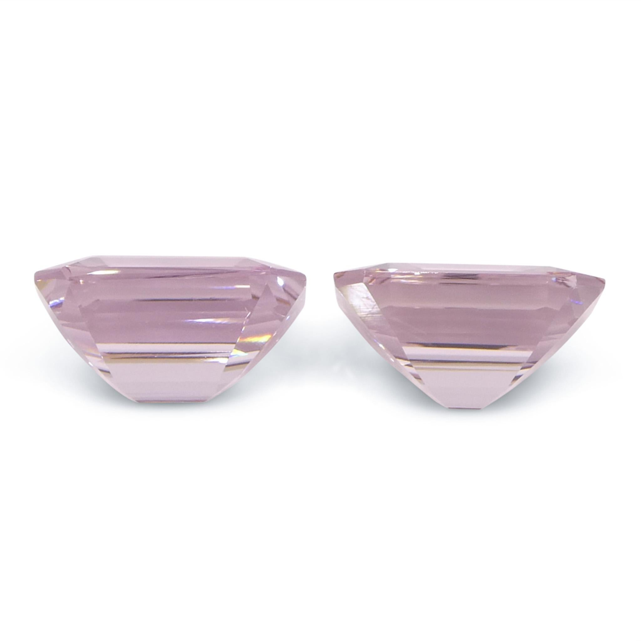 Paire (2) Morganite rose orangé octogonale/émeraude de 5,74 carats en vente 4