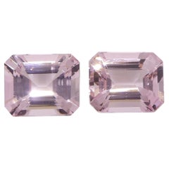 5.74ct Pair (2) Octagonal/Emerald Cut Orangy Pink Morganite