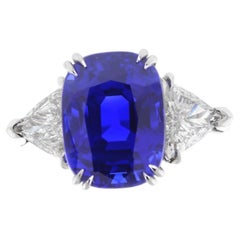 5.75 Carat AGL Certified Non Heated Kashmir Sapphire and Diamond Ring