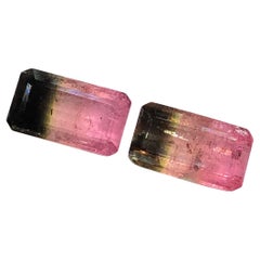 5.75 Carat Bicolor Natural Tourmaline, Emerald-Cut Loose Gemstones, Afghanistan
