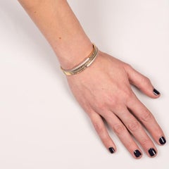 5.75 Carat Carre Baguette Diamonds 18 Karat Yellow Gold Hinged Bangle