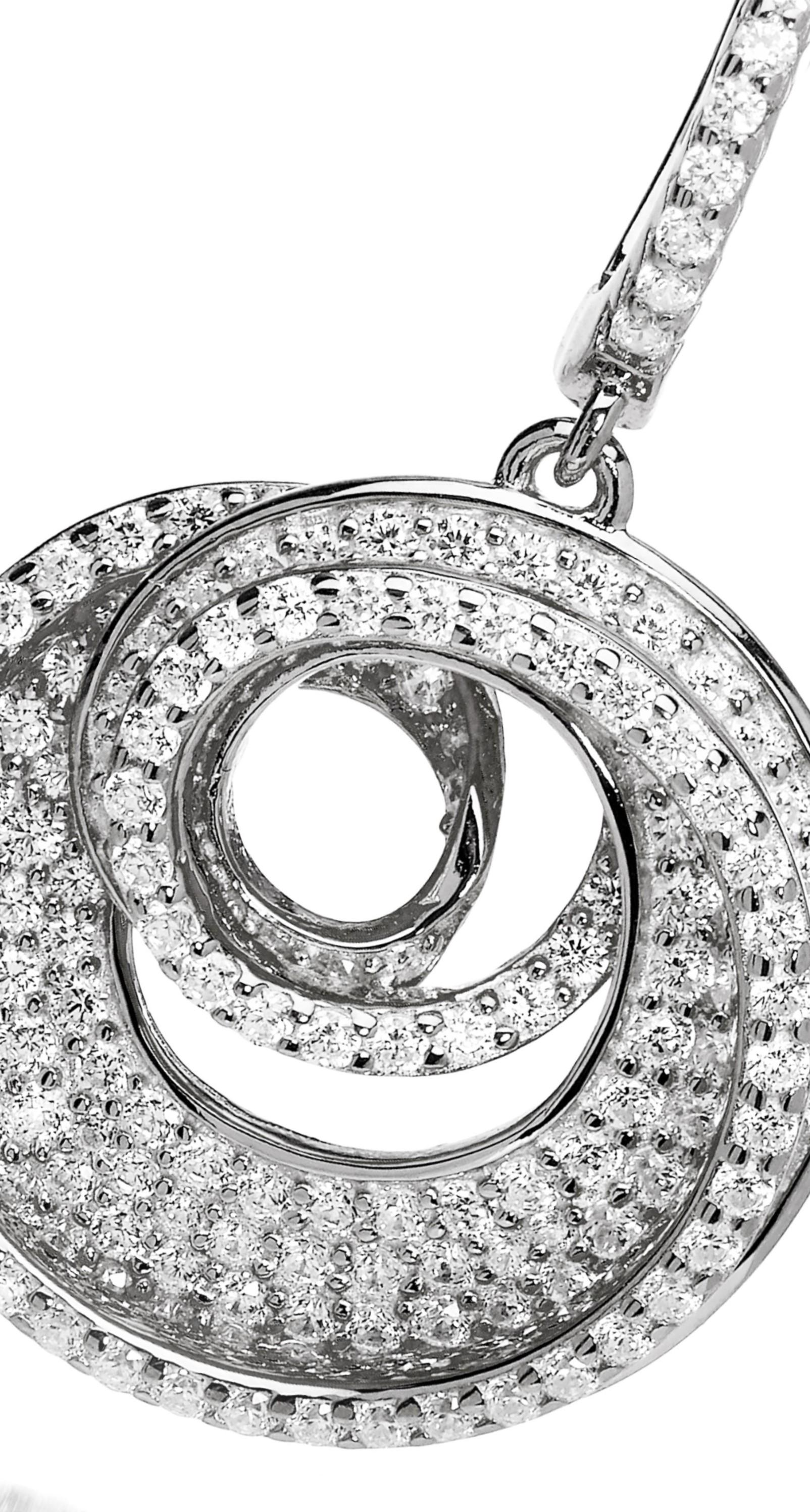 Boucles d'oreilles pendantes en forme de spirale en argent sterling avec zirconia cubique de 5,75 carats  en vente 1