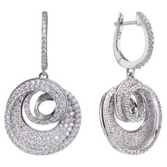 Boucles d'oreilles pendantes en forme de spirale en argent sterling avec zirconia cubique de 5,75 carats