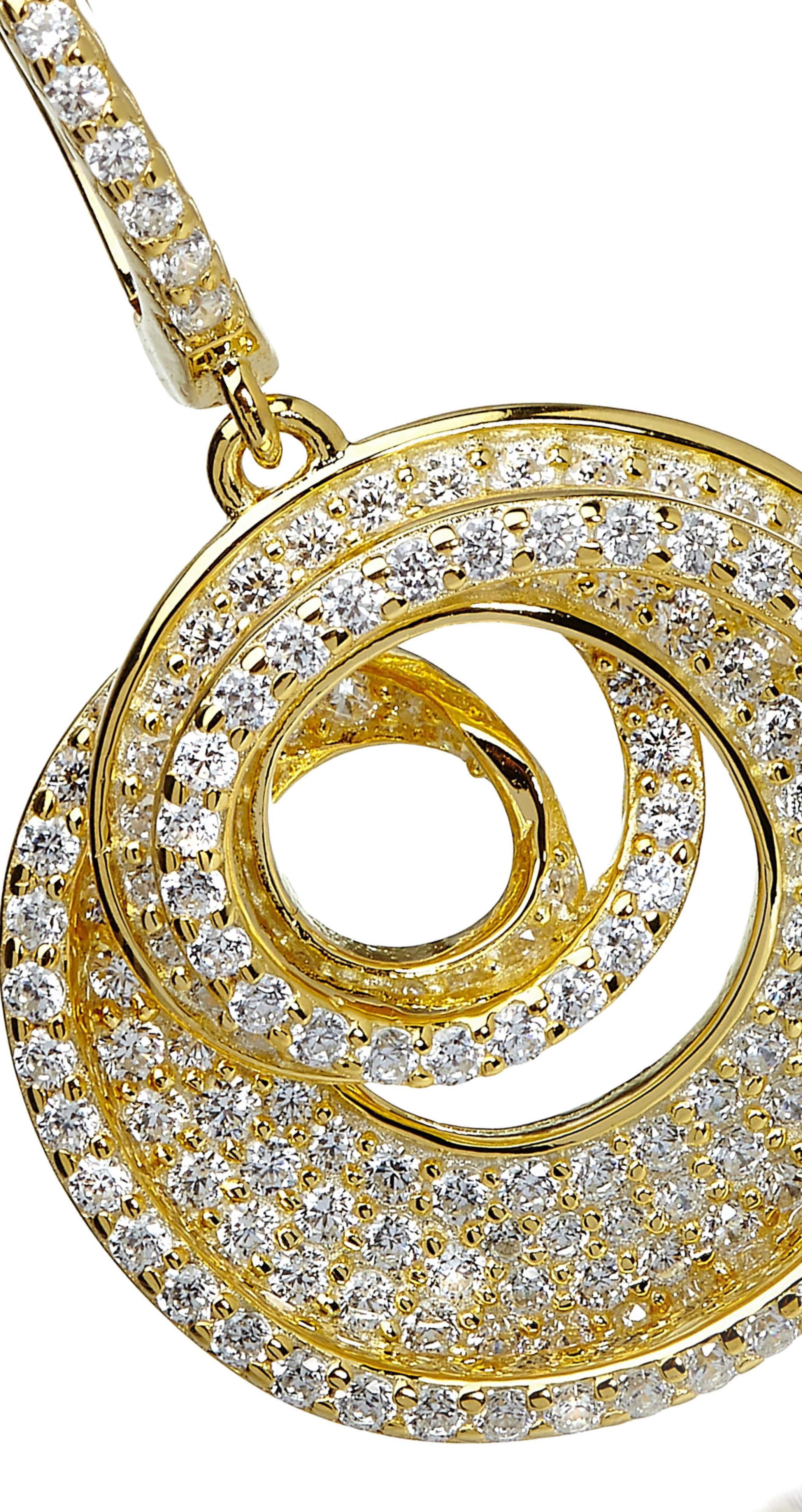 Art Deco 5.75 Carat Cubic Zirconia Yellow Gold Designer Spiral Drop Dangly Earrings For Sale
