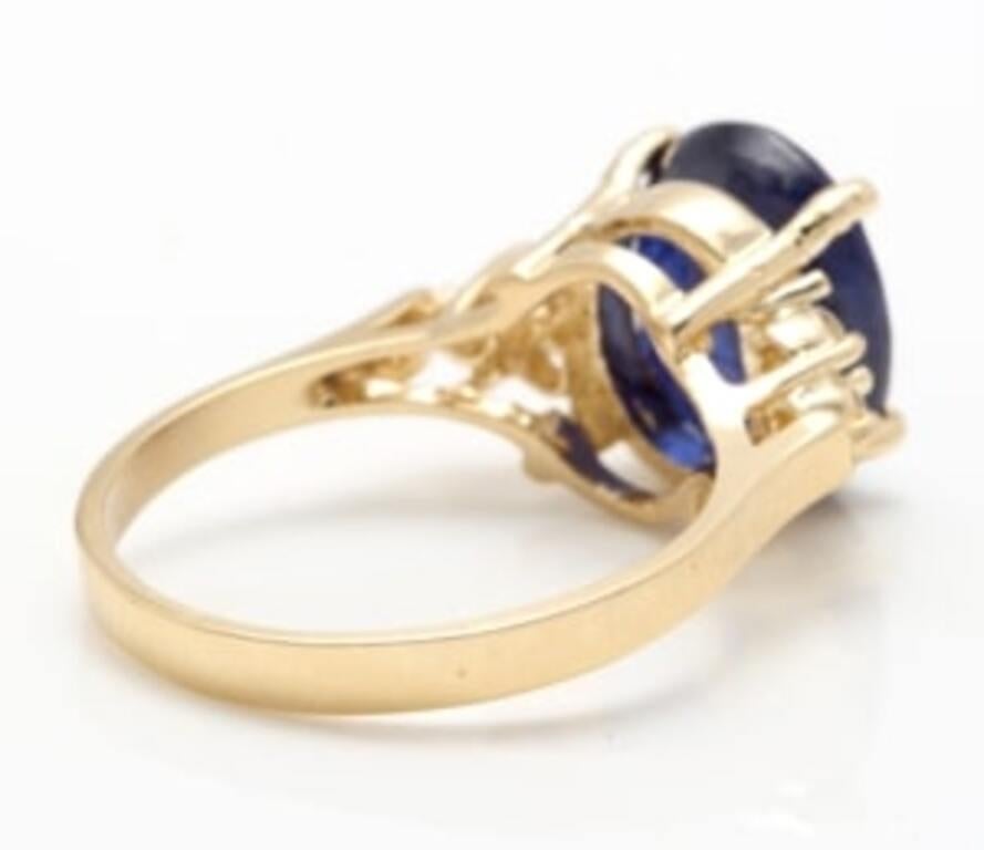 5.75 Carat Exquisite Natural Blue Sapphire and Diamond 14K Solid Yellow Gold In New Condition For Sale In Los Angeles, CA