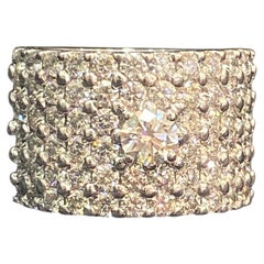 Grande bague à six rangées en or blanc 18 carats, sertie de diamants ronds taille brillant de 5,75 carats, pureté F et qualité VS1