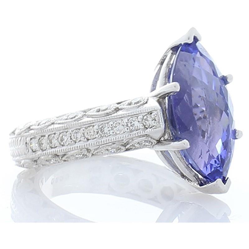 Marquise Cut 5.75 Carat Marquise Tanzanite and Diamond White Gold Cocktail Ring