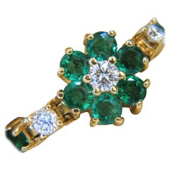 5.75 Carat Natural Fine Emerald Diamonds Tennis Clusters Bracelet 14 Karat