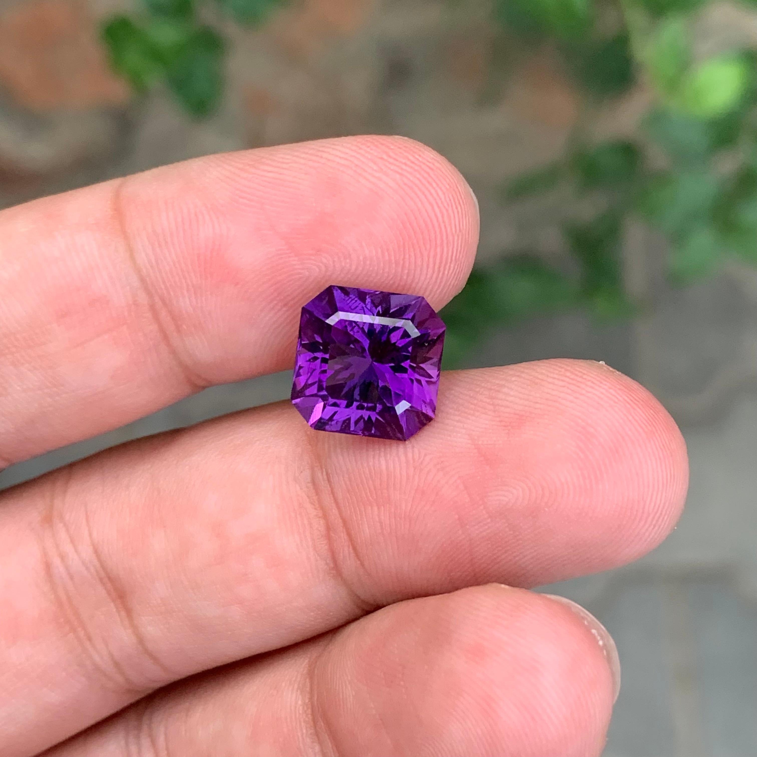 5,75 Karat Natürlicher loser Amethyst Perfekte Quadratische Form Edelstein für Damen oder Herren im Angebot