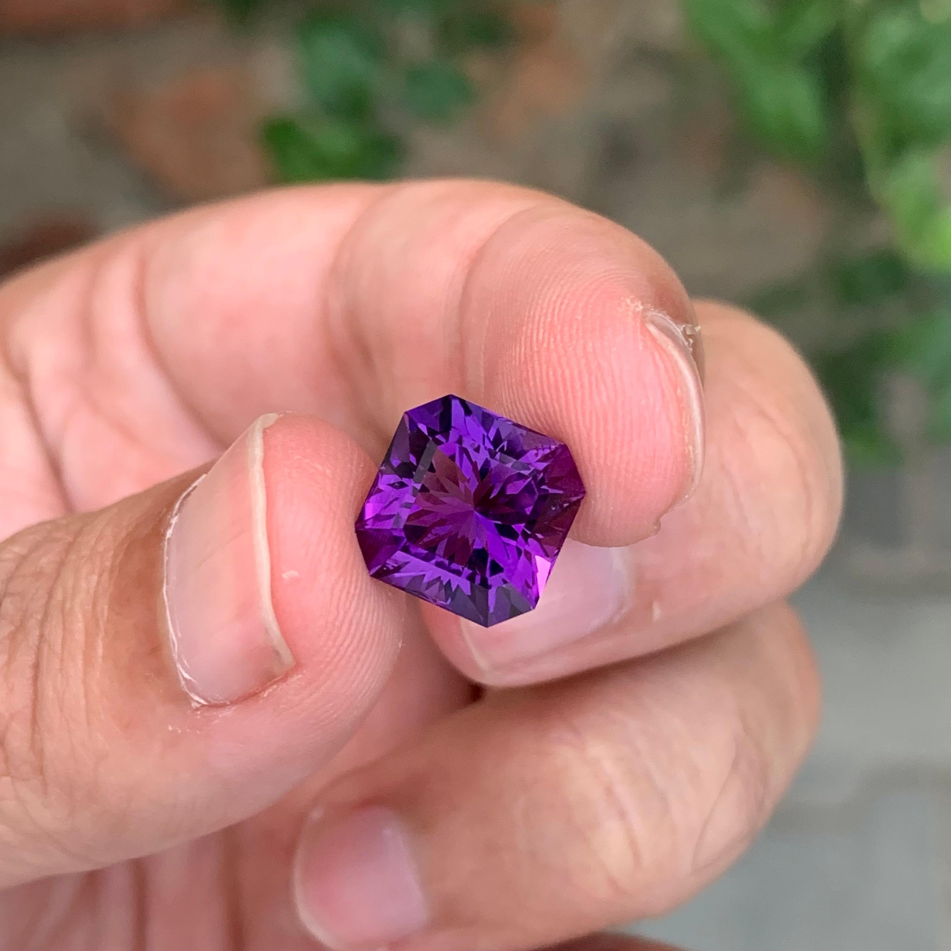 5,75 Karat Natürlicher loser Amethyst Perfekte Quadratische Form Edelstein im Angebot 1
